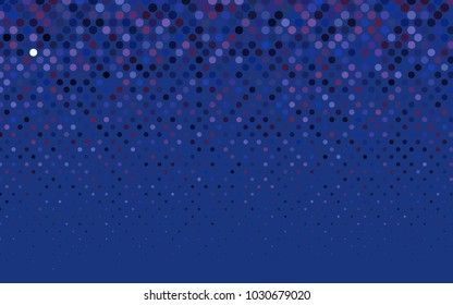 Dark Pink, Blue vector illustration which consist of circles. Dotted gradient design for your business. Creative geometric background in halftone style with colored spots.