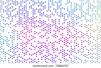 Dark Pink, Blue vector illustration which consist of circles. Dotted gradient design for your business. Creative geometric background in halftone style with colored spots.