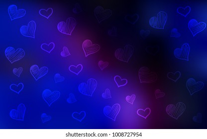 Dark Pink, Blue vector layout with sweet hearts. Beautiful colored illustration with hearts in celebration style. Design for ad, poster, banner of Valentine Day.