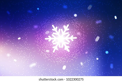 Dark Pink, Blue vector layout with bright snowflakes. Blurred decorative design in xmas style with snow. The pattern can be used for new year leaflets.