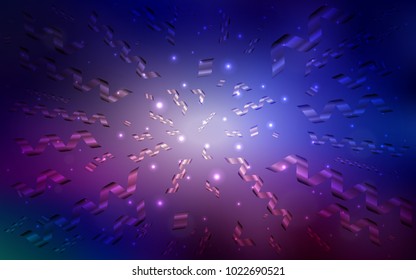 Dark Pink, Blue vector layout with festival confetti. Modern geometrical abstract illustration with carnival ribbons. The template can be used as a background for postcards.