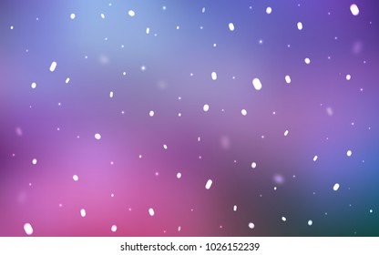 Dark Pink, Blue vector layout with bright snowflakes. Blurred decorative design in xmas style with snow. The pattern can be used for new year ad, booklets.