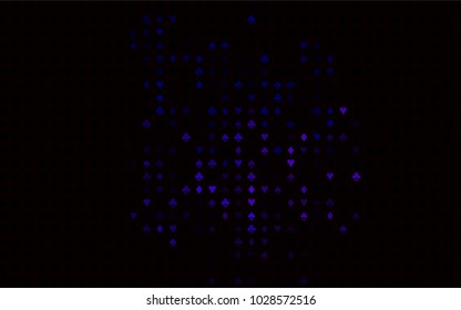 Dark Pink, Blue vector layout with elements of cards. Blurred decorative design of hearts, spades, clubs, diamonds. Pattern for leaflets of poker games, events.