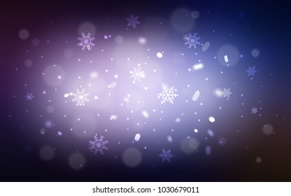 Dark Pink, Blue vector layout with bright snowflakes. Modern geometrical abstract illustration with crystals of ice. The template can be used as a new year background.