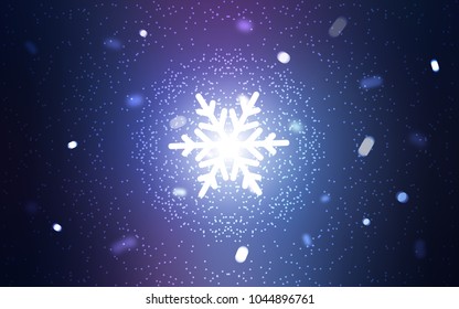 Dark Pink, Blue vector layout with bright snowflakes. Shining colored illustration with snow in christmas style. New year design for your ad, poster, banner.