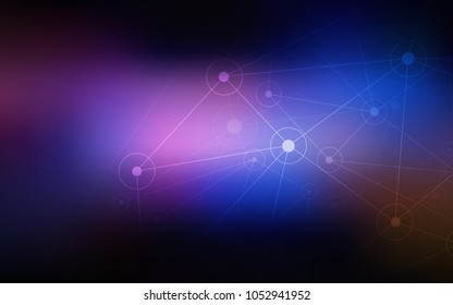 Dark Pink, Blue vector layout with circles, lines. Abstract illustration with colorful discs and triangles. New design for ad, poster, banner of your website.