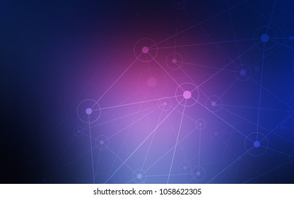Dark Pink, Blue vector layout with circles, lines. Modern abstract colorful illustration with spheres and lines. Pattern can be used for ads, leaflets.