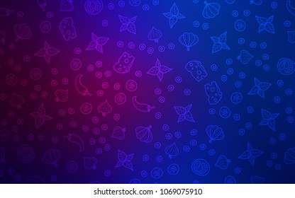 Dark Pink, Blue vector layout with restaurant food. Illustration with set of fresh food in doodle style. Pattern for ads of breakfast, lunch, dinner.