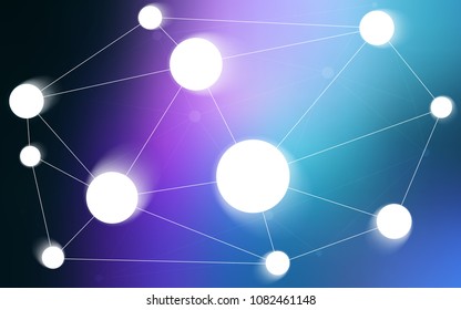 Dark Pink, Blue vector layout with circles, lines. Glitter abstract illustration with connection of triangle structure. Pattern can be used for beautiful websites.