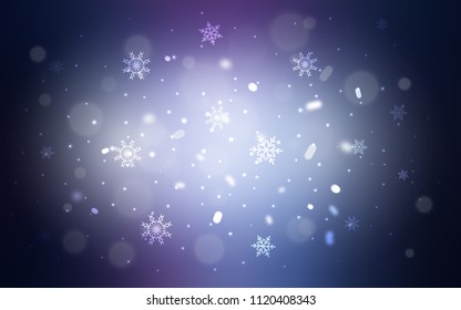 Dark Pink, Blue vector layout with bright snowflakes. Modern geometrical abstract illustration with crystals of ice. The pattern can be used for new year leaflets.