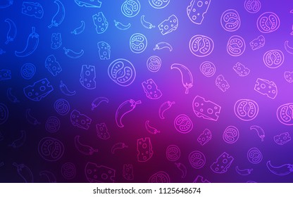 Dark Pink, Blue vector layout with restaurant food. Illustration with set of fresh food in doodle style. Design for ad, poster, banner of cafes or restaurants.