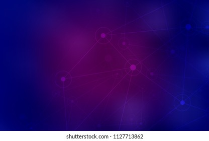 Dark Pink, Blue vector layout with circles, lines. Glitter abstract illustration with connection of triangle structure. Pattern can be used for ads, leaflets.