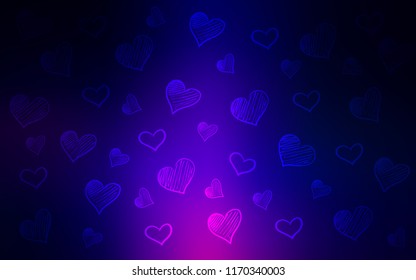 Dark Pink, Blue vector layout with sweet hearts. Illustration with hearts in love concept for valentine's day. Beautiful design for your business advert of anniversary.