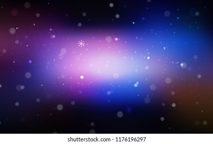 Dark Pink, Blue vector layout with bright snowflakes. Shining colored illustration with snow in christmas style. The pattern can be used for year new  websites.