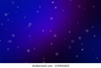 Dark Pink, Blue vector layout with bright snowflakes. Snow on blurred abstract background with gradient. The pattern can be used for new year leaflets.