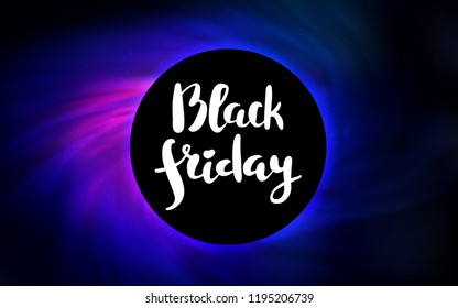 Dark Pink, Blue vector layout with a black hole, universe. Colorful illustration of a black hole on a starry backdrop. Black Friday design for ads, commercials.