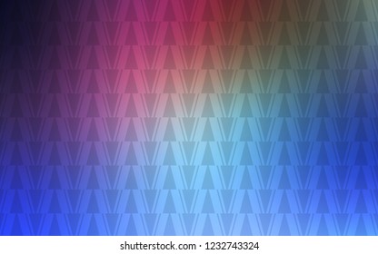 Dark Pink, Blue vector layout with lines, triangles. Illustration with set of colorful triangles, lines. Best design for poster, banner.