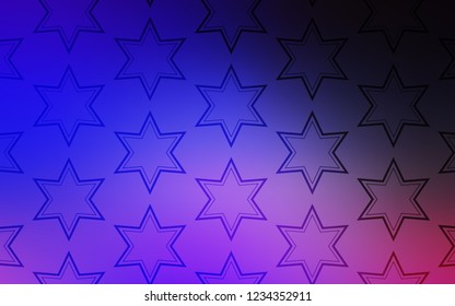 Dark Pink, Blue vector layout with bright stars. Stars on blurred abstract background with gradient. Best design for your ad, poster, banner.