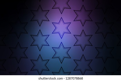 Dark Pink, Blue vector layout with bright stars. Stars on blurred abstract background with gradient. Pattern for new year ad, booklets.