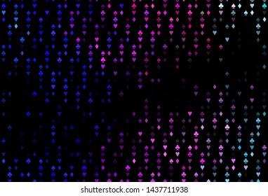 Dark Pink, Blue vector layout with elements of cards. Shining illustration with hearts, spades, clubs, diamonds. Pattern for ads of parties, events in Vegas.