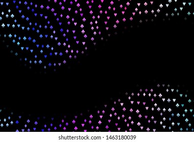Dark Pink, Blue vector layout with elements of cards. Colored illustration with hearts, spades, clubs, diamonds. Pattern for leaflets of poker games, events.