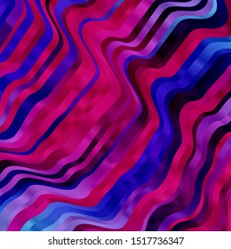 Dark Pink, Blue vector layout with curves. Bright sample with colorful bent lines, shapes. Pattern for commercials, ads.