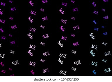 Dark Pink, Blue vector layout with discount of 30, 50, 90%. Illustration with signs of sales on abstract template. Pattern for ads, posters, banners of sales.