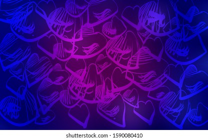 Dark Pink, Blue vector layout with sweet hearts. Decorative shining illustration with hearts on abstract template. Beautiful design for your business advert of anniversary.