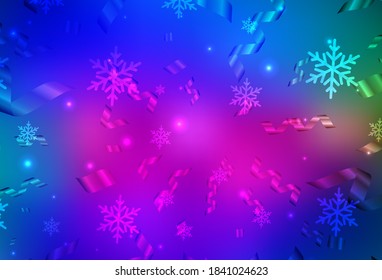 Dark Pink, Blue vector layout in New Year style. Colorful illustration with Christmas simbols and signs. Pattern for ads, poster, banner of books.