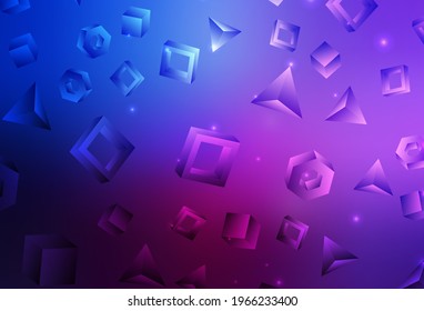 Pink oscuro, diseño vectorial azul con rectángulos, triángulos. Ilustración con un conjunto de triángulos coloridos, cuadrados. Plantilla moderna para la página de inicio.