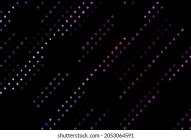 Dark pink, blue vector layout with elements of cards. Glitter abstract sketch with isolated symbols of playing cards. Pattern for leaflets of poker games, events.