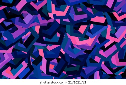 Dark Pink, Blue vector layout with hexagonal shapes. Illustration of colored hexagons on blur surface. Design for website posters, banners.
