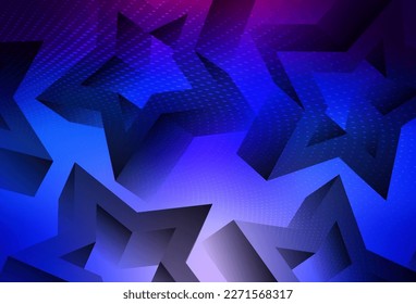 Dunkelrosa, blaues Vektorlayout mit hellen Sternen. Sterne auf unscharfem abstraktem Hintergrund mit Farbverlauf. Muster für futuristische Werbung, Broschüren.