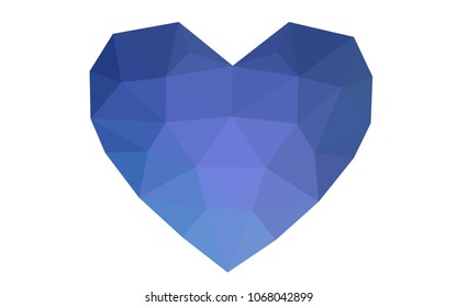 Dark Pink, Blue vector love background with heart. Paper note. Valentine's greeting polygonal card. Triangular illustration for your business. Stock template for your design.