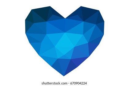 Dark Pink, Blue vector love background with heart. Paper note. Valentine's greeting polygonal card. Triangular illustration for your business. Stock template for your design.