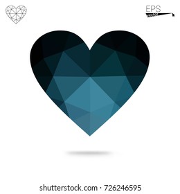 Dark Pink, Blue vector love background with heart. Paper note. Valentine's greeting polygonal card. Triangular illustration for your business. Stock template for your design.