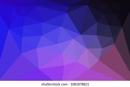 Dark Pink, Blue vector low poly cover with a heart in a centre. Illustration in mosaic style with gradient.  Template for cell phone's backgrounds.