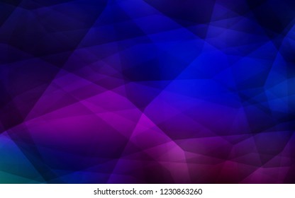 Dark Pink, Blue vector low poly texture. Triangular geometric sample with gradient.  Triangular pattern for your design.