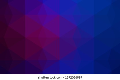 Dark Pink, Blue vector low poly cover. Triangular geometric sample with gradient.  A new texture for your web site.