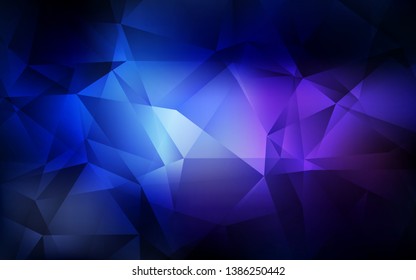 Dark Pink, Blue vector low poly texture. Geometric illustration in Origami style with gradient.  Triangular pattern for your design.