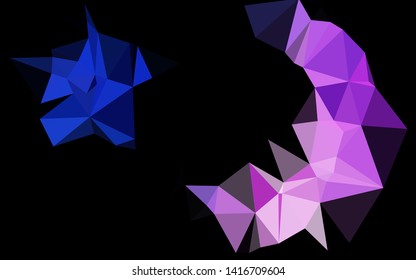 Dark Pink, Blue vector low poly texture. Shining illustration, which consist of triangles. Completely new template for your business design.