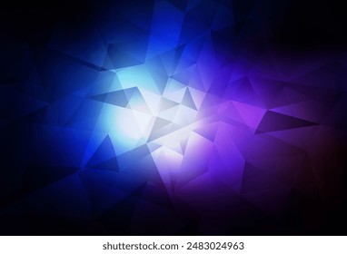Rosa oscuro, Vector azul bajo diseño de poli. Colorida ilustración abstracta con triángulos. Plantilla para los fondos del teléfono celular.