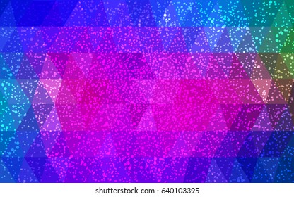 Dark Pink, Blue vector low poly crystal background with snowflakes. Polygon christmas design pattern . Low poly illustration of New Year celebration.