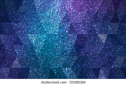 Dark Pink, Blue vector low poly crystal background with snowflakes. Polygon christmas design pattern . Low poly illustration of New Year celebration.