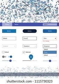 Dark Pink, Blue vector Material Design Kit with dots. Beautiful ui ux kit with colorful dots in its header. This template you can use for websites.
