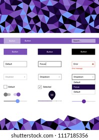 Dark Pink, Blue vector Material Design Kit with lines. Colorful Style guide with triangles on abstract background. Modern template for your landing page.