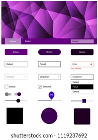Dark Pink, Blue vector Material Design Kit with lines. Ui Ux kit with colorful polygonal background in its header. This sample is for your landing page.