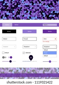 Dark Pink, Blue vector Material Design Kit with dots. Colorful ui/ux kit with header consisted of spheres. Simple colorful design for websites.