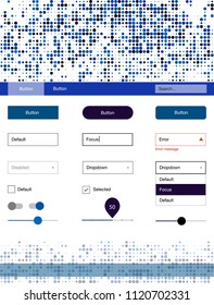 Dark Pink, Blue vector Material Design Kit with dots. Beautiful ui ux kit with colorful dots in its header. Modern template for your landing page.