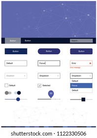Dark Pink, Blue vector Material Design Kit with lines, circles. Colorful ui/ux kit with triangles, circles in header. Simple colorful design for websites.